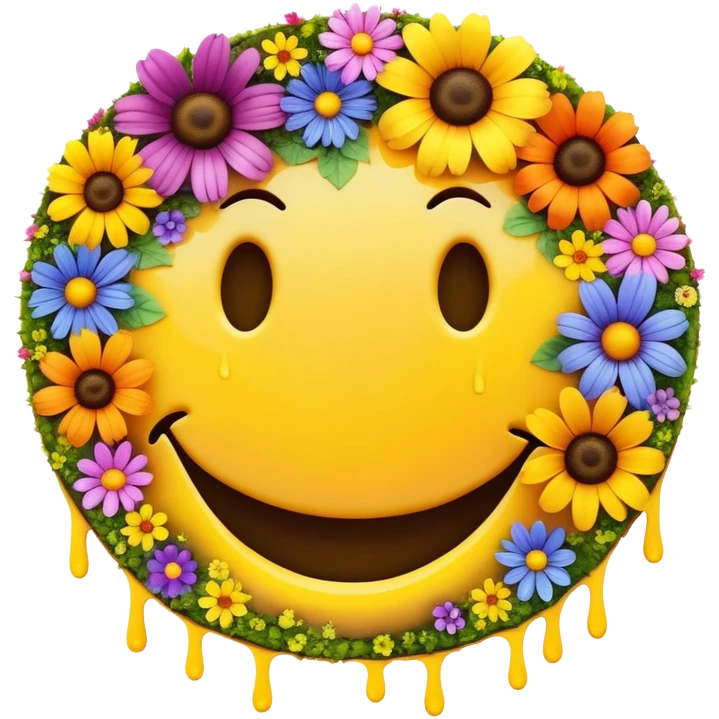 smiley melted garden flowers  emoji