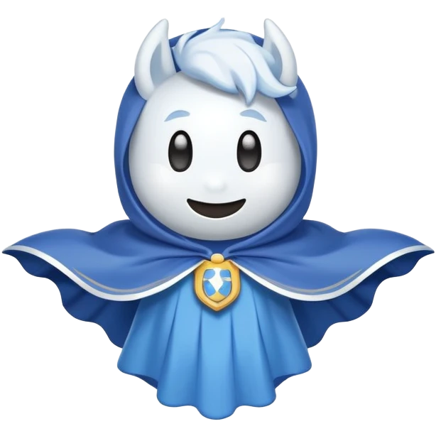 Discord logo character with a flowing cape, cute cartoon style emoji