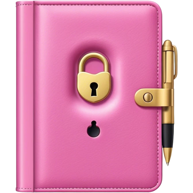Pink diary with lock and fuzzy pen emoji