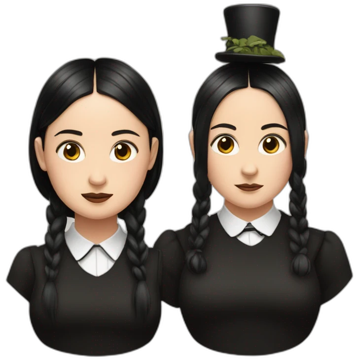 Wednesday Adams and Thing on her head emoji
