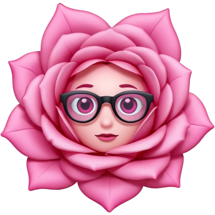 A 3D cartoon rose-pink spectacle with  and soft reflections,., negaive: characters. emoji