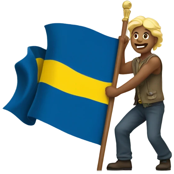 Sweden flag being raised by a man emoji