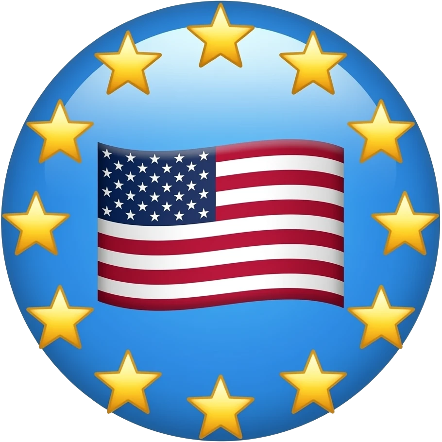 american flag emoji but with 10 stars circled around on the blue sqaure emoji