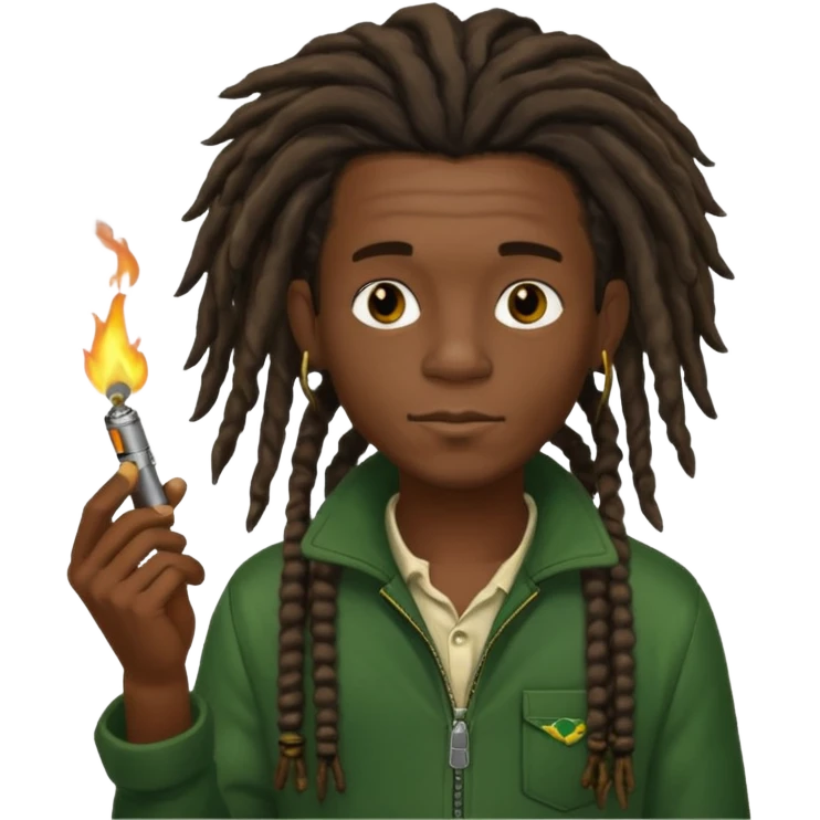 Jamaican boy smoking with lighter emoji