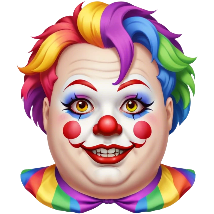 Woke overweight liberal angry with rainbow hair and clown makeup emoji