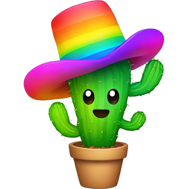 rainbow cactus with hat emoji