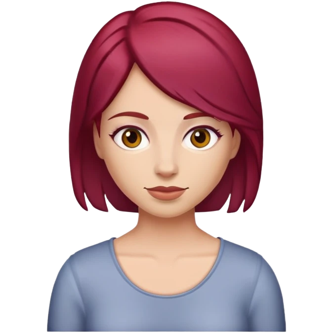 Creatse an iOS emoji of Heart Evangelista with maroon hair emoji