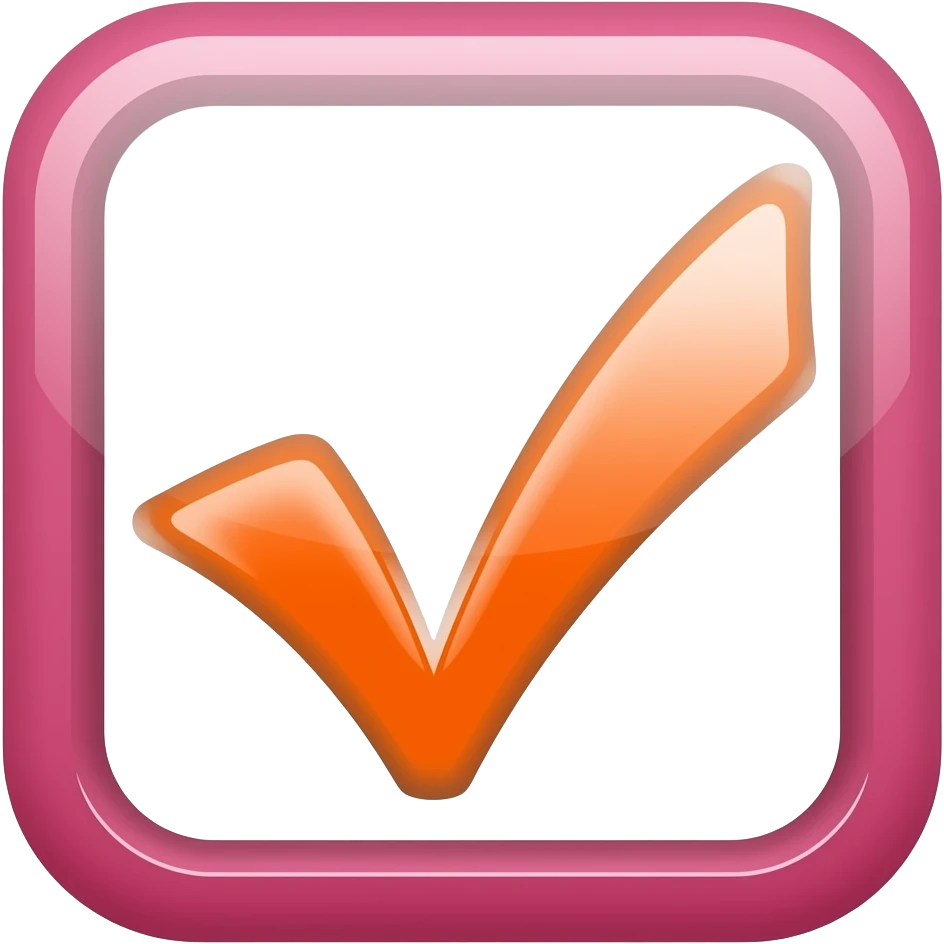 ✅ check couleur rose/orangé avec coche blanche dedans emoji