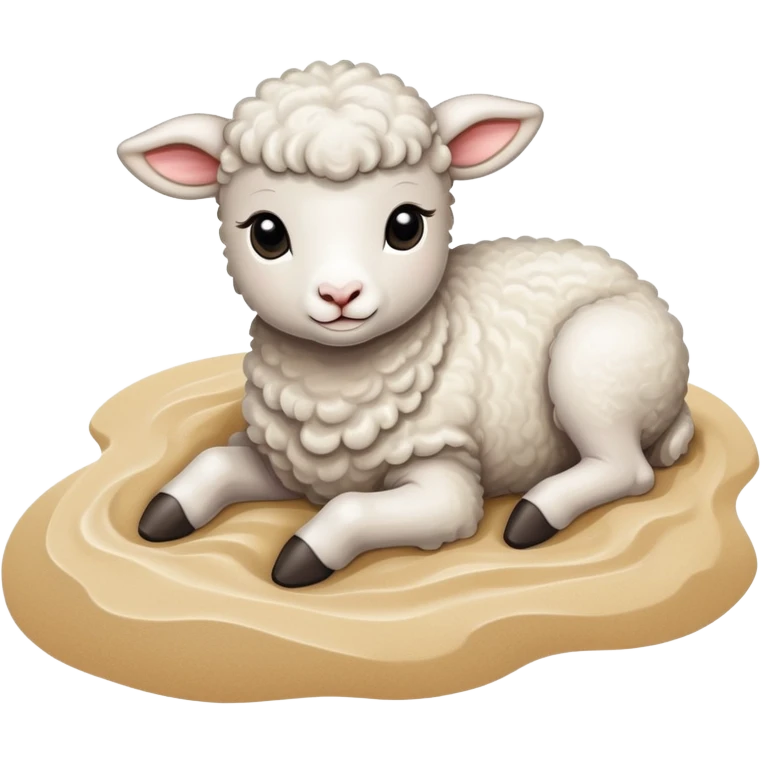 Lamb lying beside beach  emoji