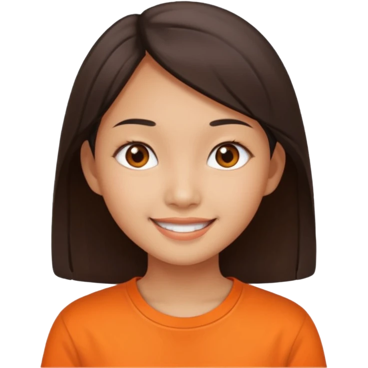 Asian narrow eyed girl with orange shirt emoji