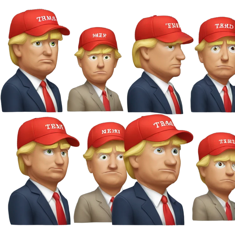 Donald Trump wearing a red MAGA hat emoji