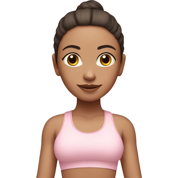 white brunette yoga girl in light pink yoga outfit emoji