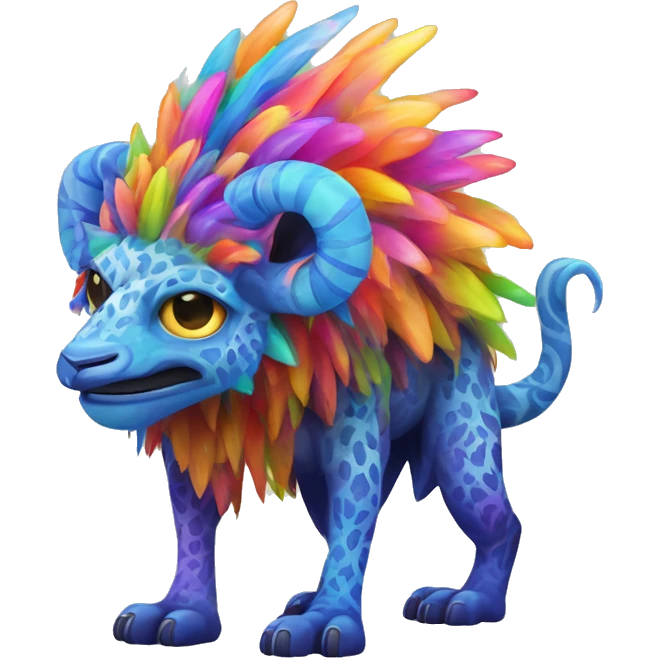 a colorful edgy vernid-fionbri-animal-creature with splash patterns full body emoji