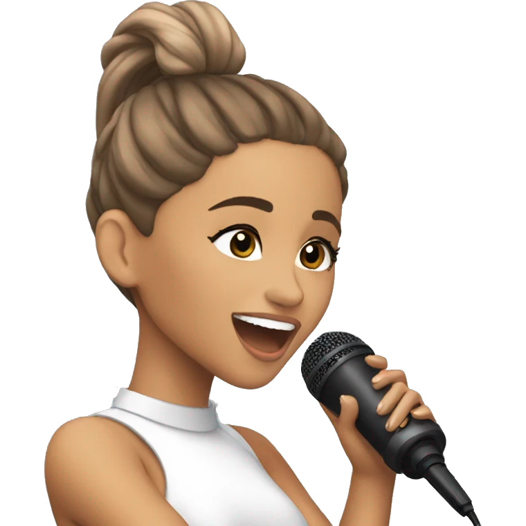 Ariana Grande singing with microphone emoji
