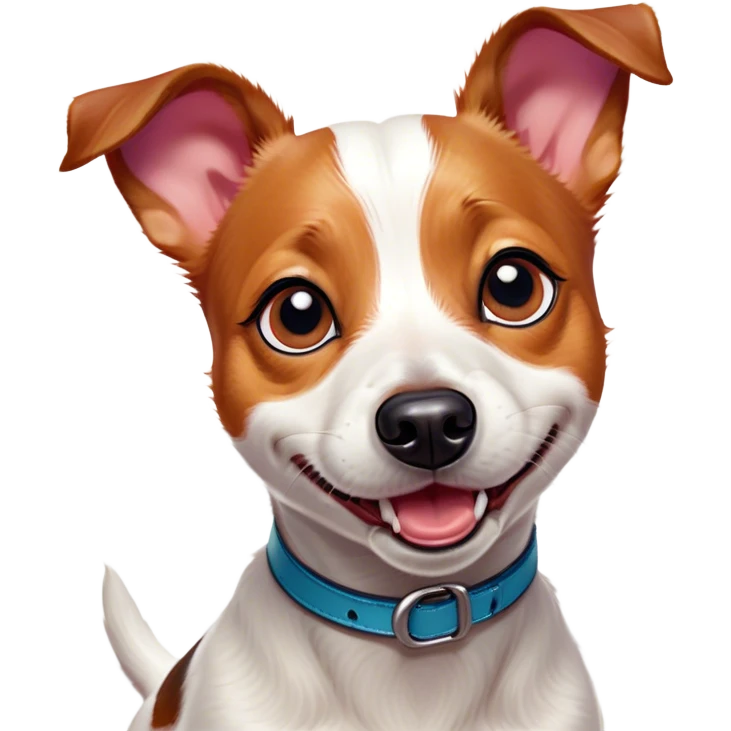 Cinematic Comical Jack Russell Terrier Portrait Emoji, Head tilted dramatically with an exaggeratedly shocked expression, featuring a perky, agile body with wide, comically expressive eyes full of playful disbelief and animated, perked ears, Simplified yet hilariously expressive features, highly detailed, glowing with a slightly sassy glow, high shine, dramatic yet playful, stylized with an air of cheeky canine mischief, soft glowing outline, capturing the essence of a meme-worthy Jack Russell Terrier that looks ready to side-eye its way into viral fame! emoji