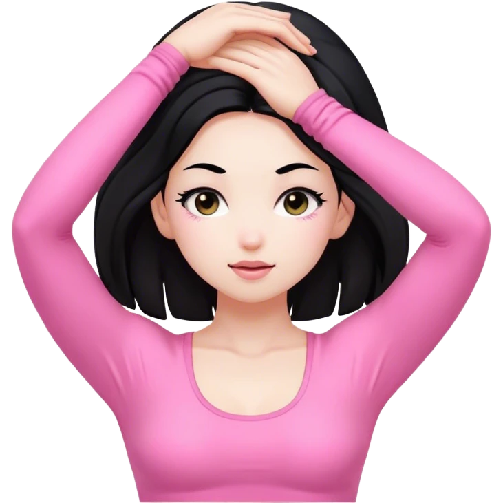 Yoga girl grabbing hair pink outfit white skin black hair emoji