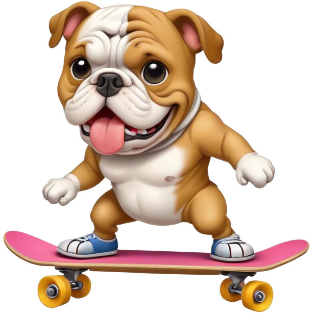 Bulldog doing skateboard emoji
