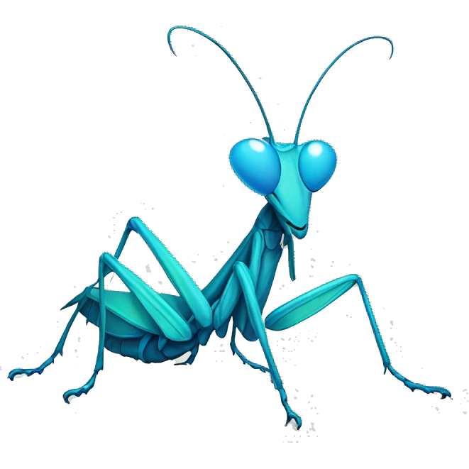cute blue praying mantis emoji