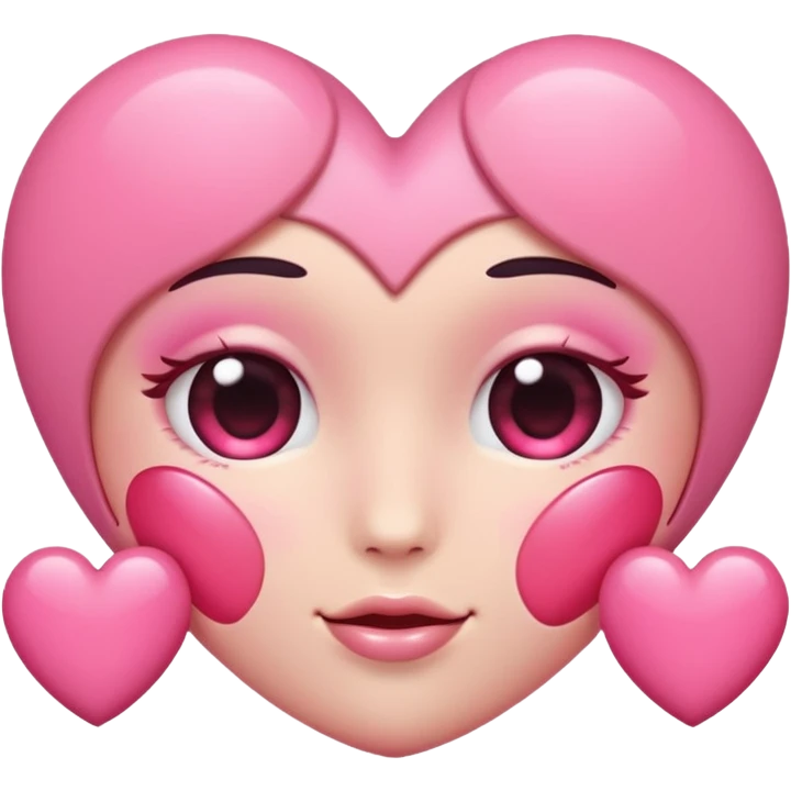 Kissing Blushing hearts around face emoji