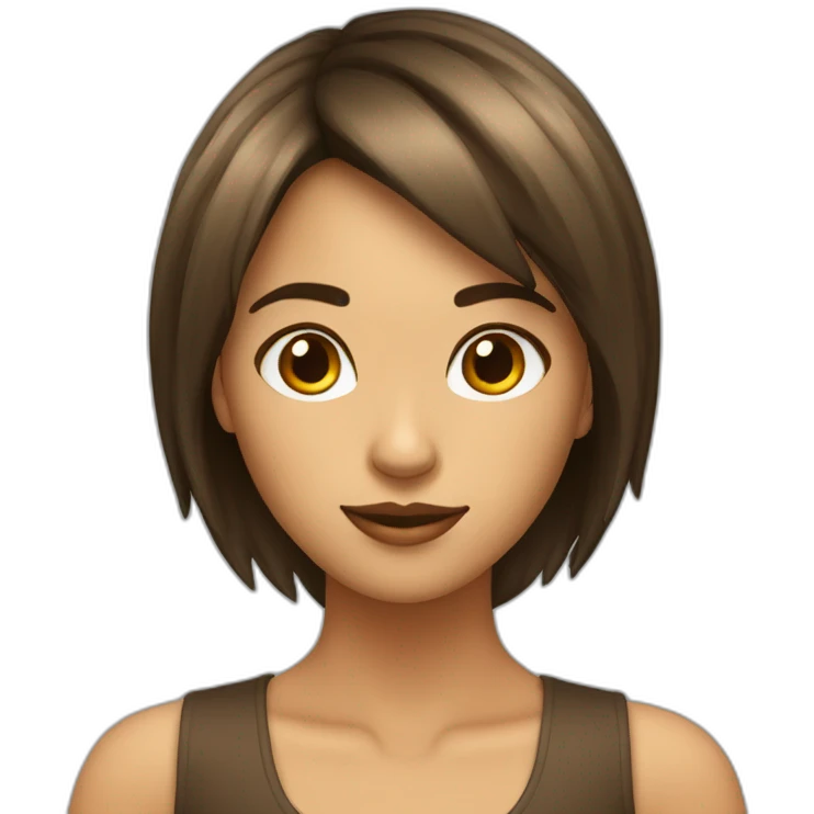 CHICA DE PELO MORENO Y FLEQUILLO Y OJOS MARRONES emoji