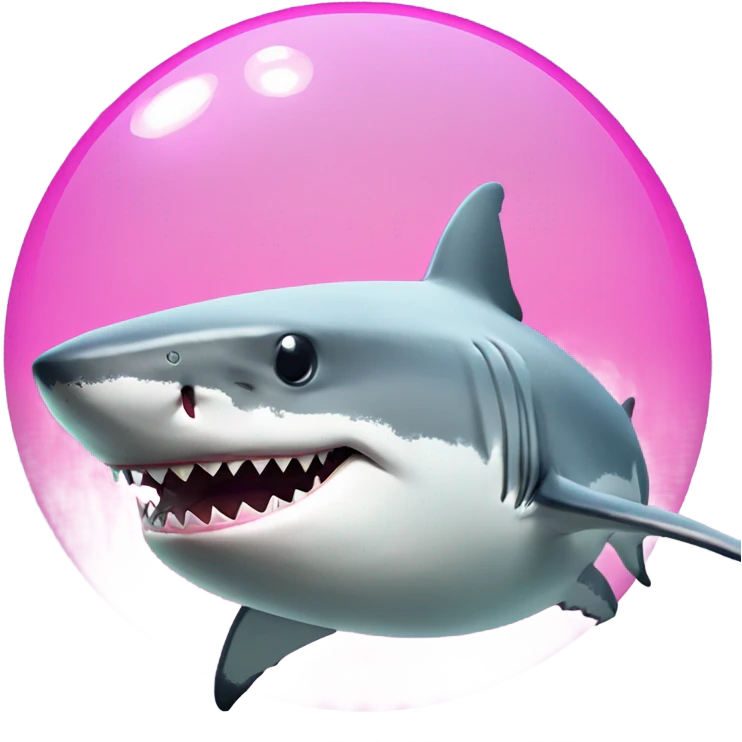 Great white shark that looks like a disco ball with long eyelashes and a pink bow  emoji