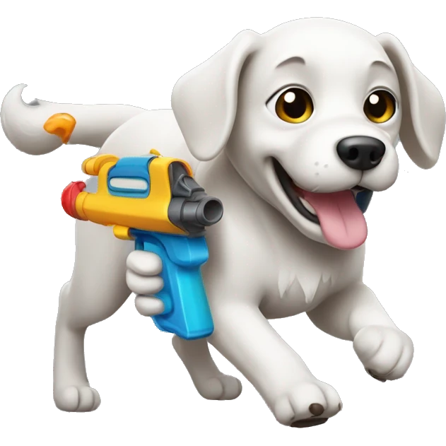 Dog walking with water gun emoji
