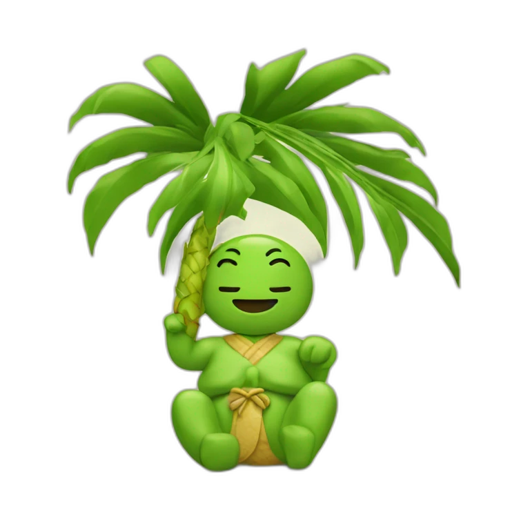 Chinois avec un palmier sur la tête emoji