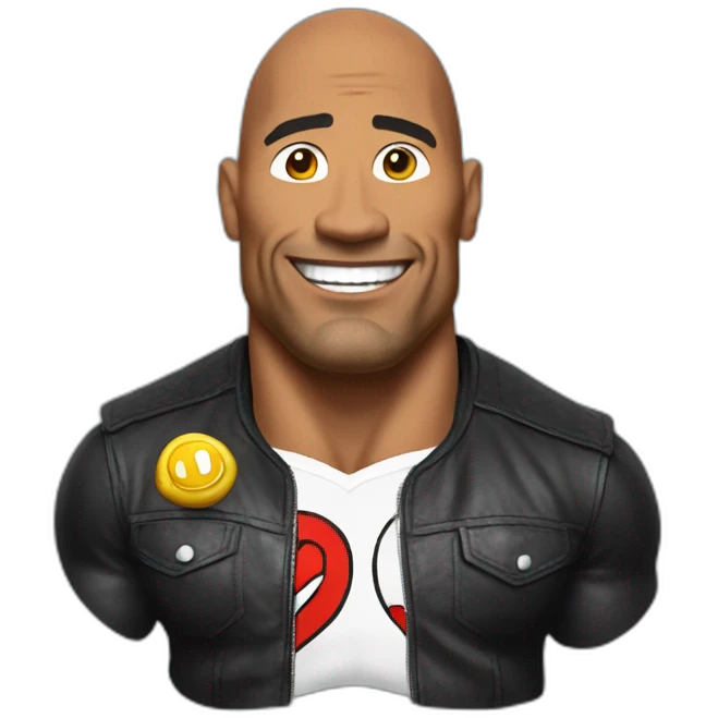 the rock wearing a super mario suit emoji
