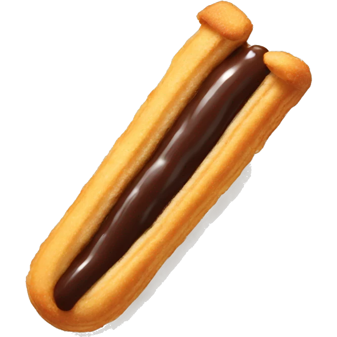Churro with chocolate dipped tip emoji