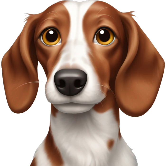 Red piebald long haired dachshund emoji