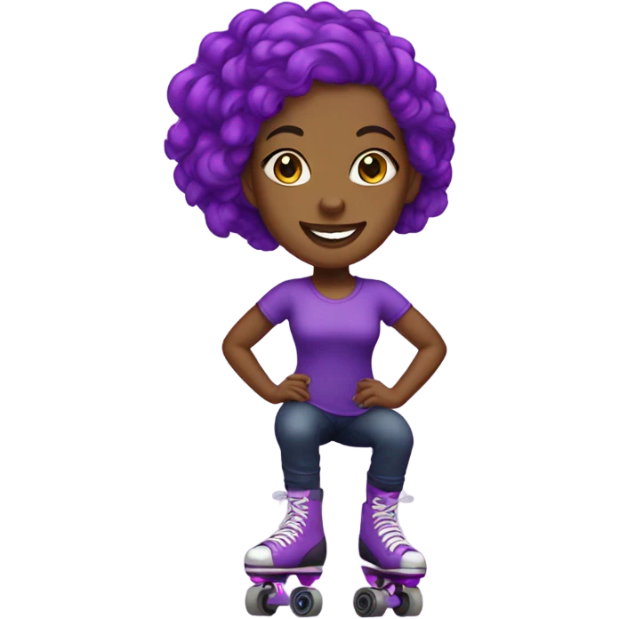 black female rollerskater with purple hair emoji