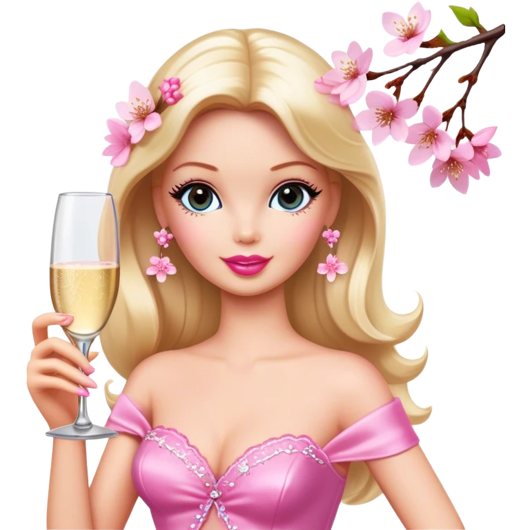 barbie with champagne,Cherry blossom emoji