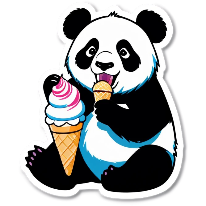 Panda eating ice cream emoji