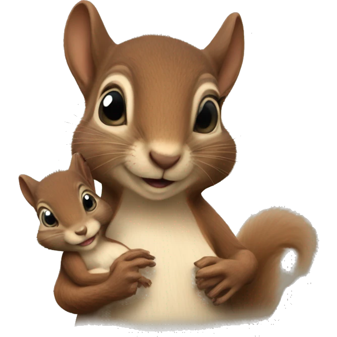  Realistic Mama squirrel holding hand of baby squire emoji