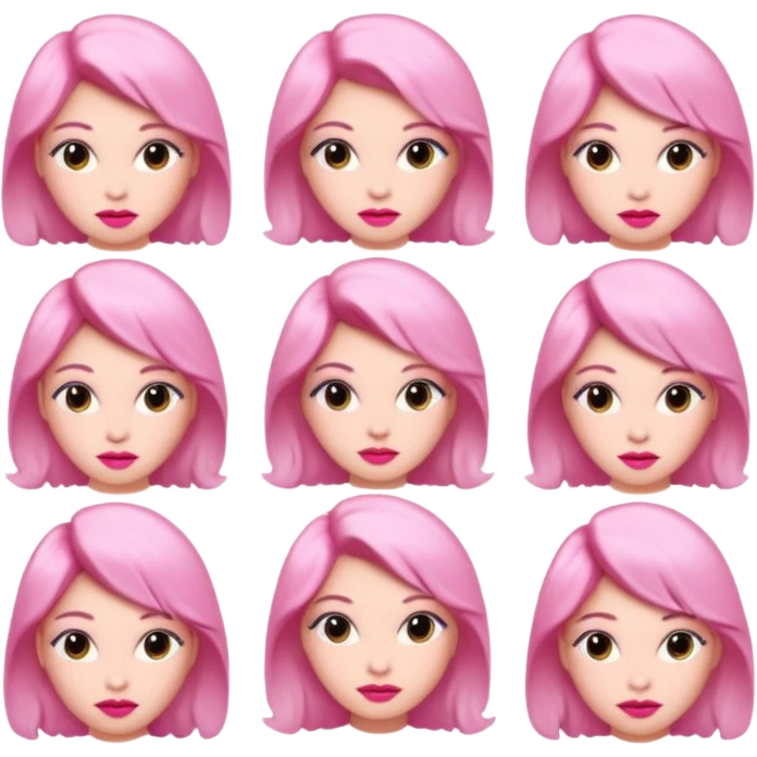 woman Pink lips, deifferent hairs. emoji