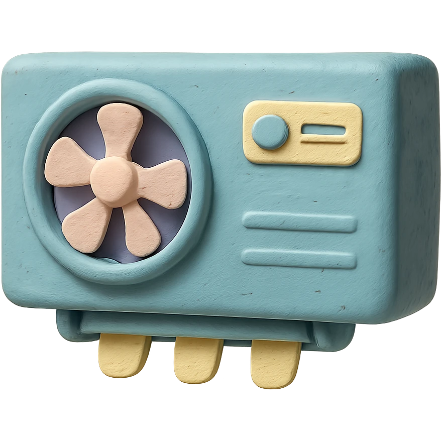 air conditioning unit in claymation style with pastel colors and visible fingerprints emoji