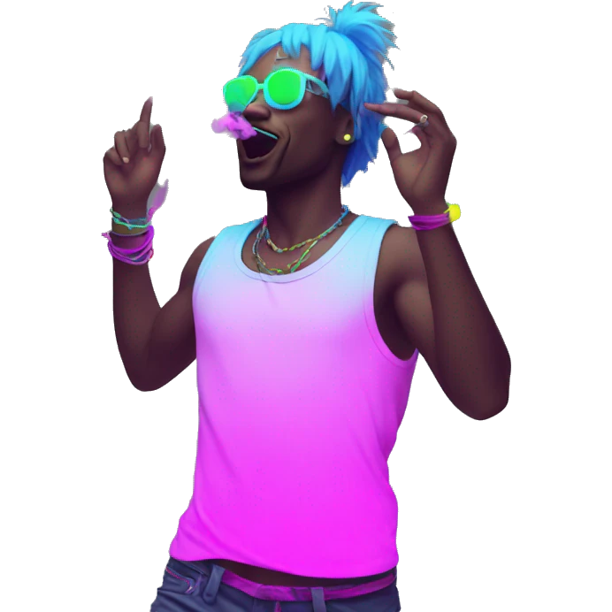 Rave party dancing neon smoking emoji