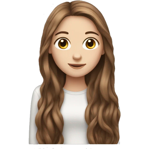 White girl with long brown hair emoji