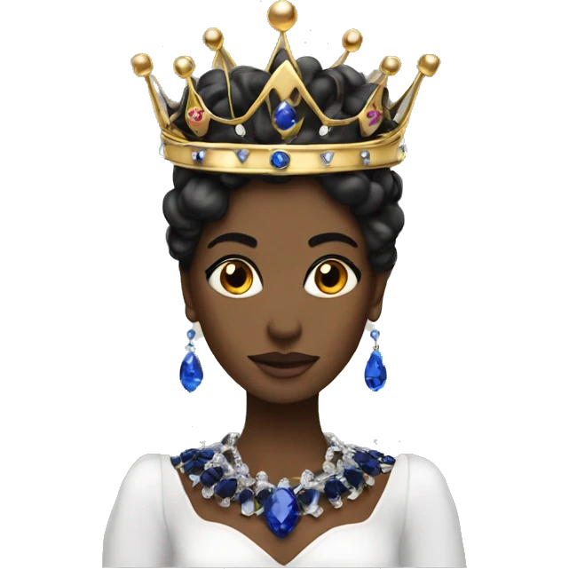 a queen black crown with saphires emoji