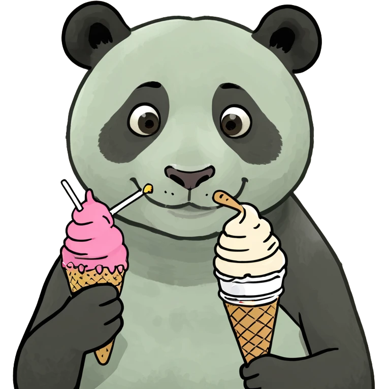 Panda eating ice cream emoji