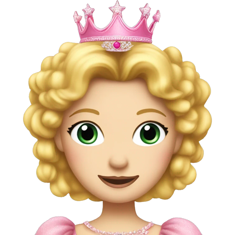 glinda with pink drees and crown emoji