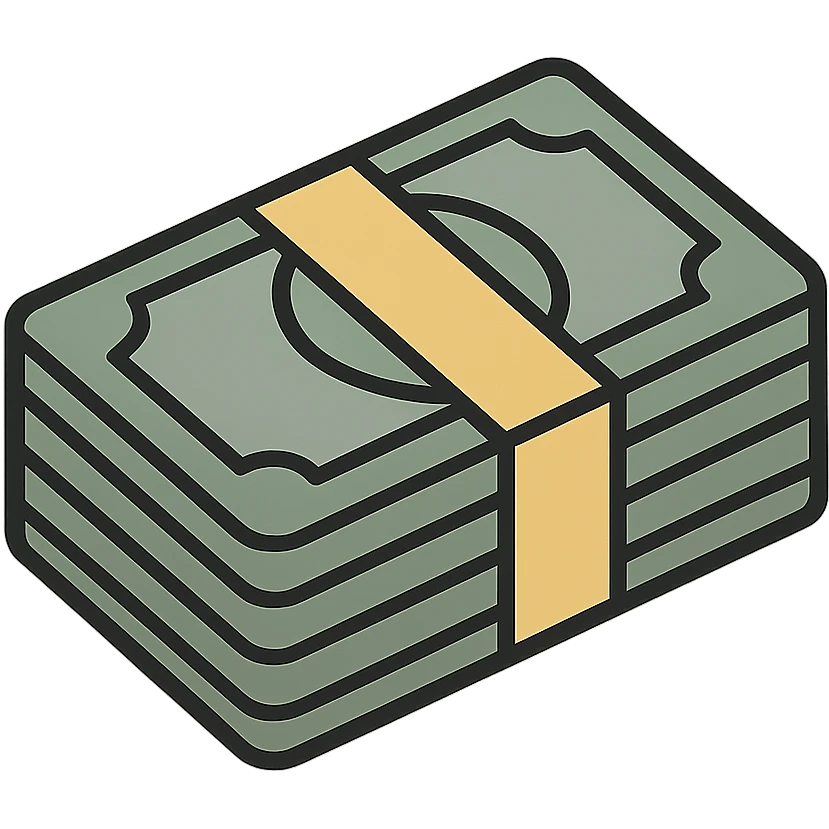 stack of money, minimalistic, green gold and white color scheme, clean lines emoji