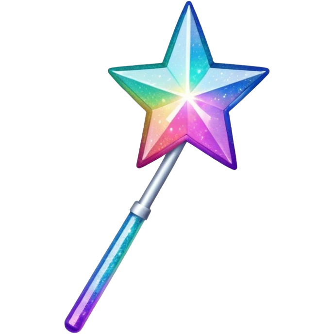 shiny and sparkly glitter magic wand with a star tip emoji