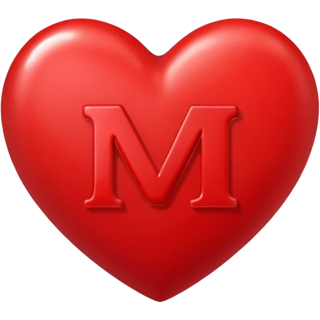 Romantic red heart with letter M emoji