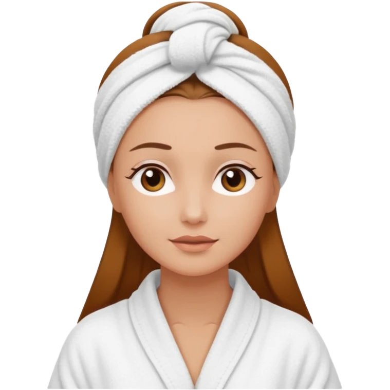 rosto de uma mulher com uma faixa de toalha no cabelo de cor todo castanho como se estivesse no spa, sem o pescoço emoji