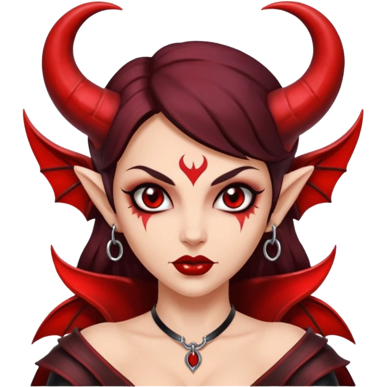 Lilith symbol seductress evil brow haired sexy succubus woman with leather on emoji