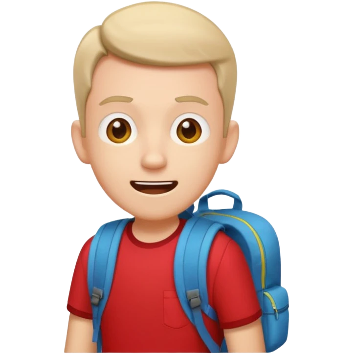 Tourist Character in Red Shirt with A slight expression of excitement and urgency emoji