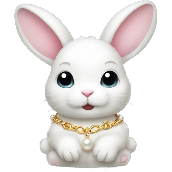 Cute rabbit with pearl chain emoji