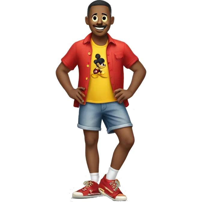 Mickey Mouse in red shorts and yellow shoes emoji