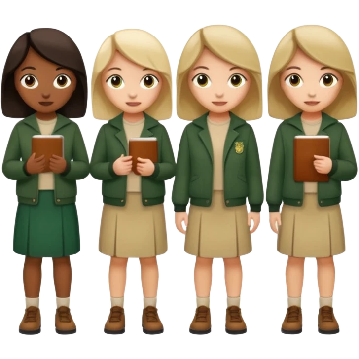 одногруппницы в темно-зеленом и бежевом  emoji